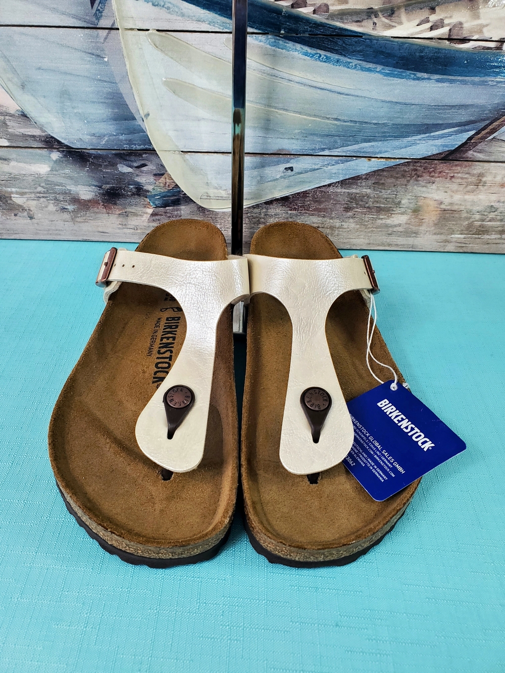 Birkenstock Gizeh Sandals Graceful Pearl White Thong SZ 8